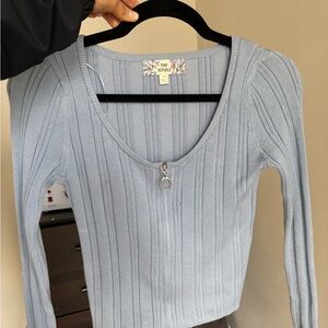 Women's Blue Ribbed Top